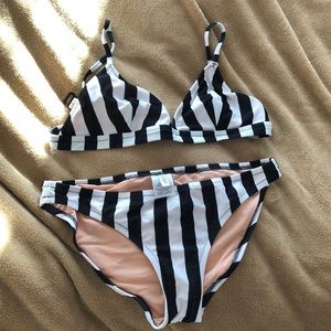 J crew b&w striped top & medium coverage bikini